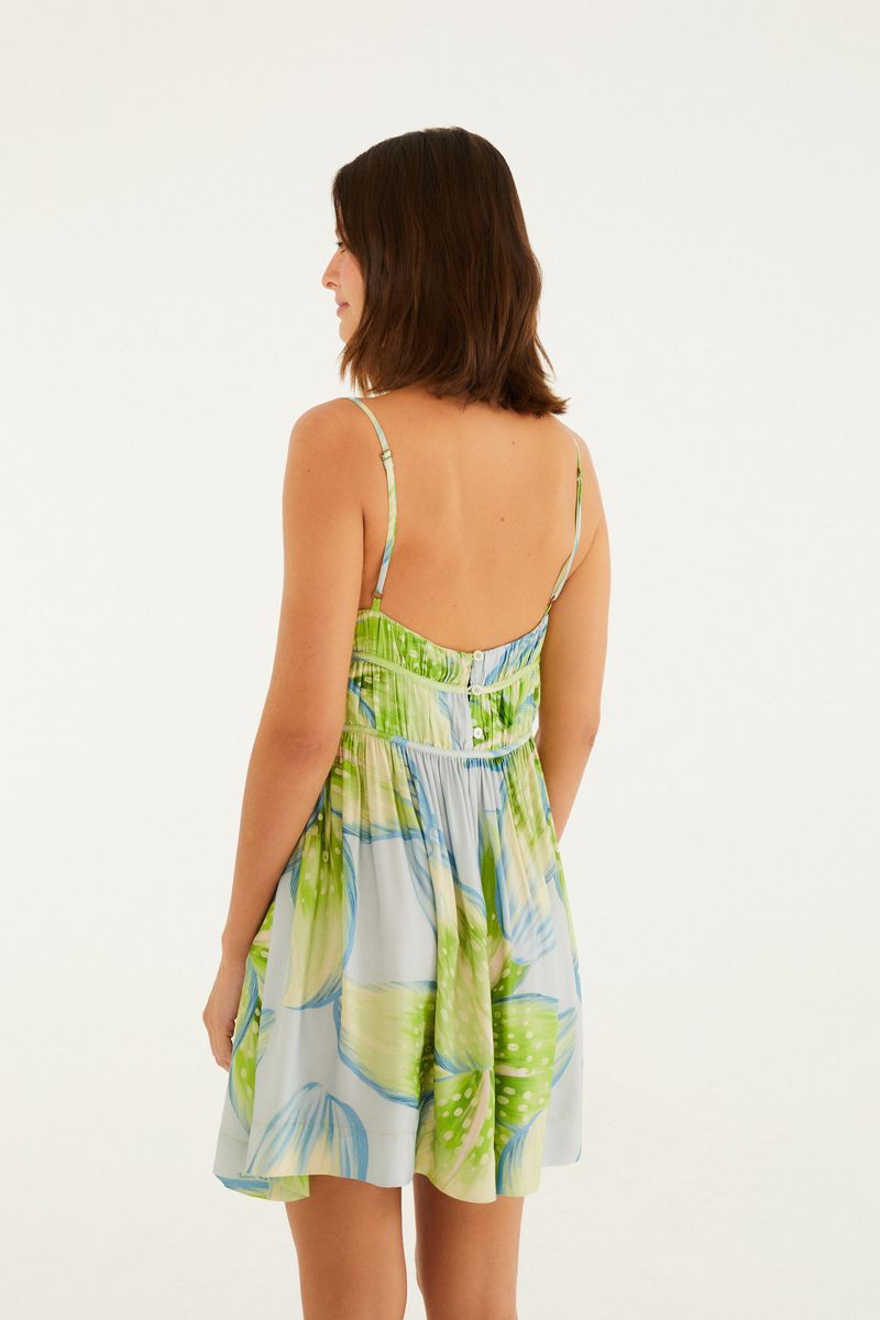 Vestido Curto Estampado Lírio Tropical