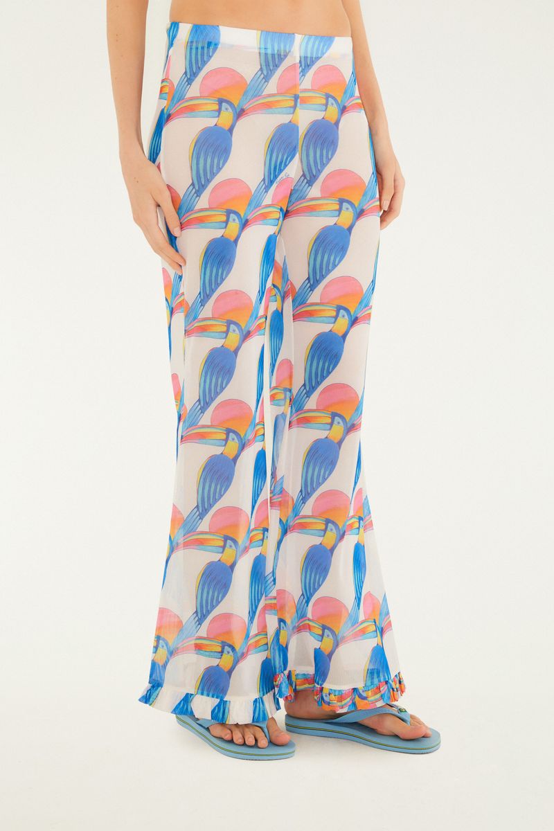 Calça Babado Tule Estampada Tucanitas
