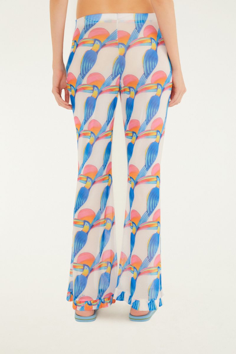 Calça Babado Tule Estampada Tucanitas