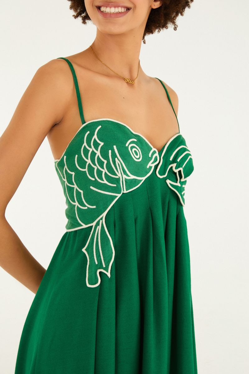 Vestido Bordado Peixe
