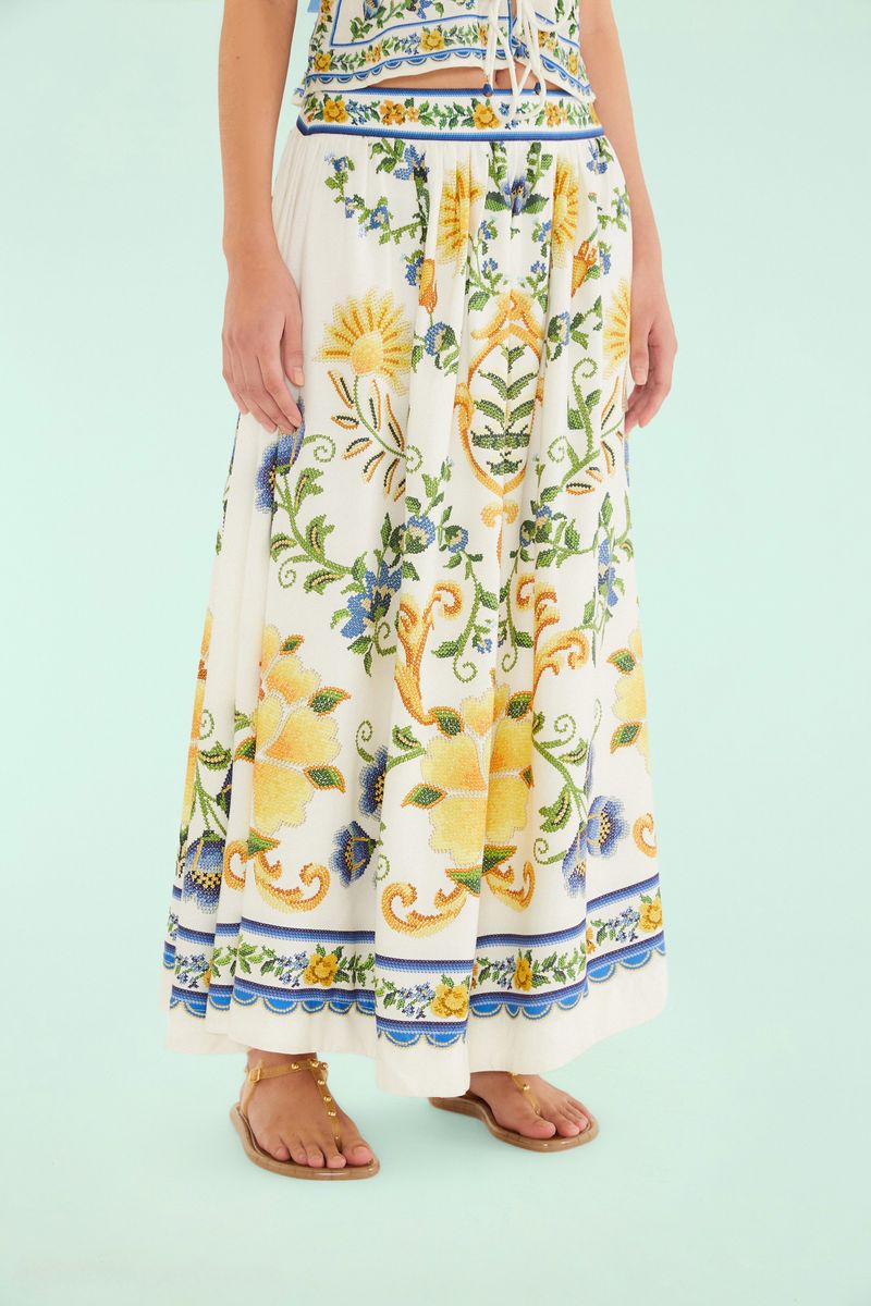 Saia Estampada Floral Emília