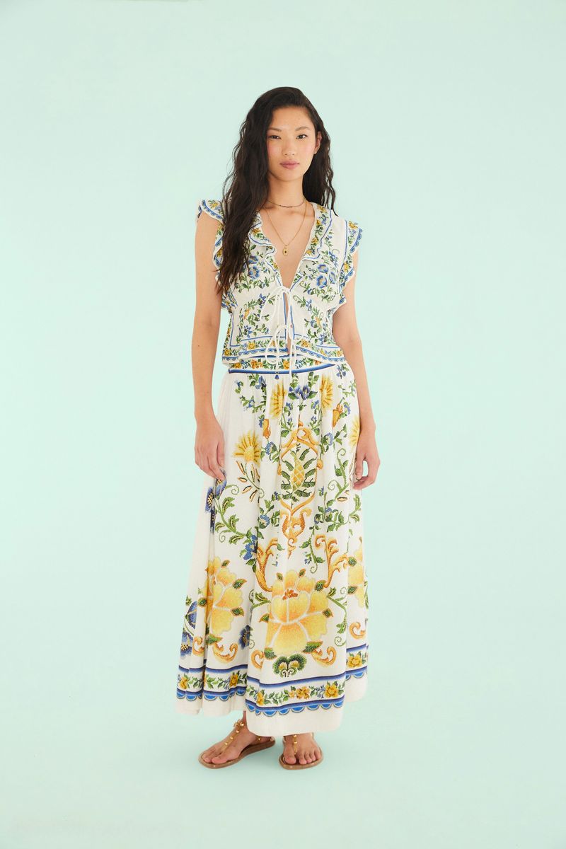 Saia Estampada Floral Emília