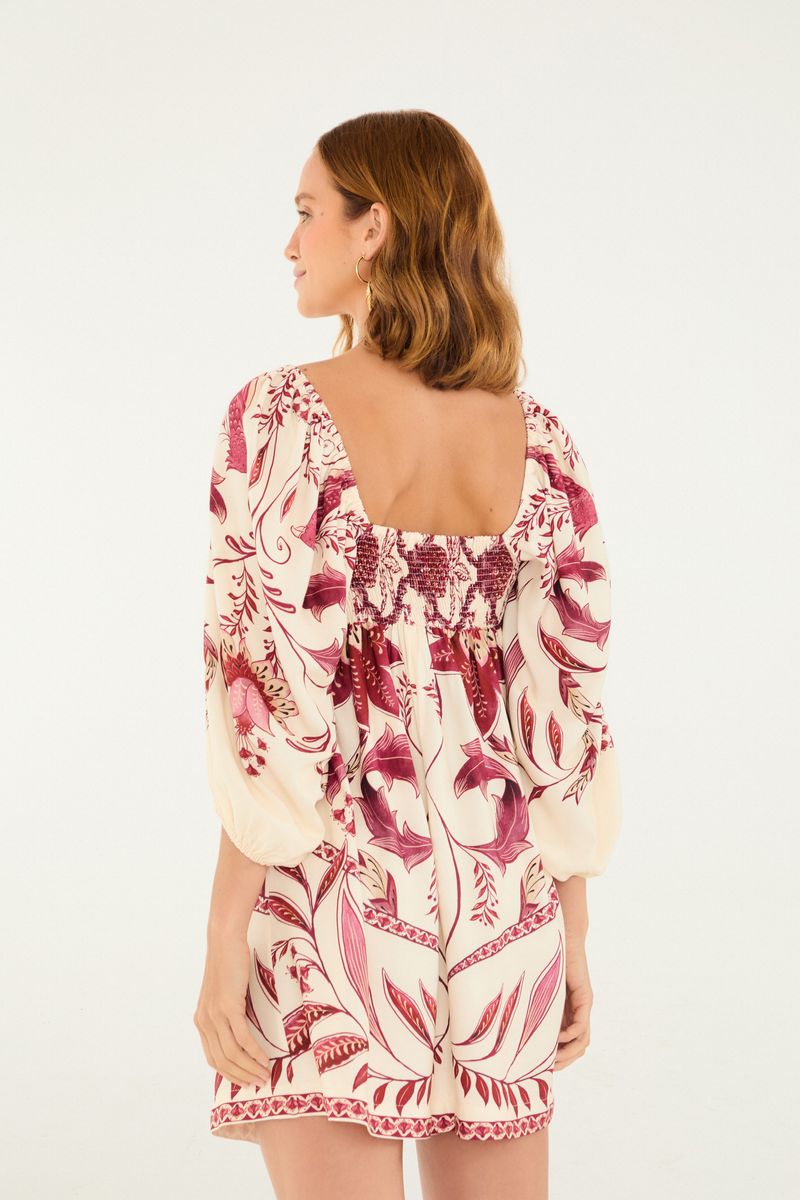 Vestido Curto Mangas Estampado Nina