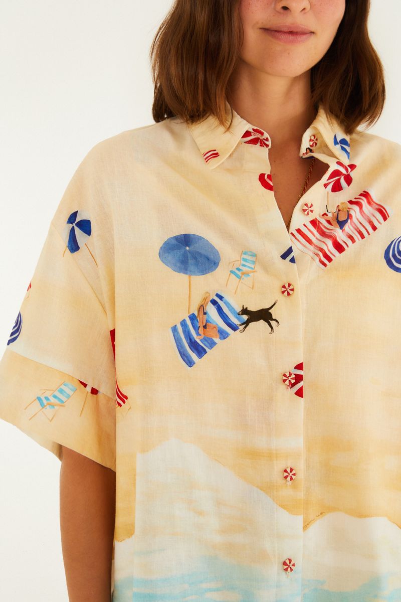 Camisa Estampada Praia Do Poá