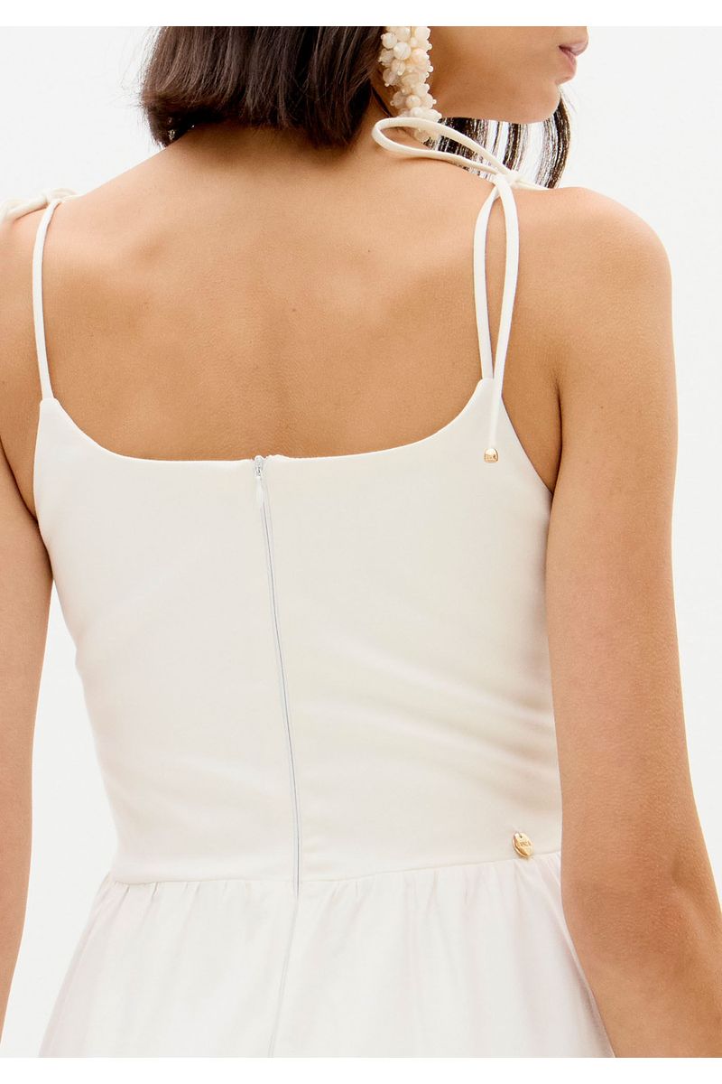 Vestido Super Midi Alças De Amarrar