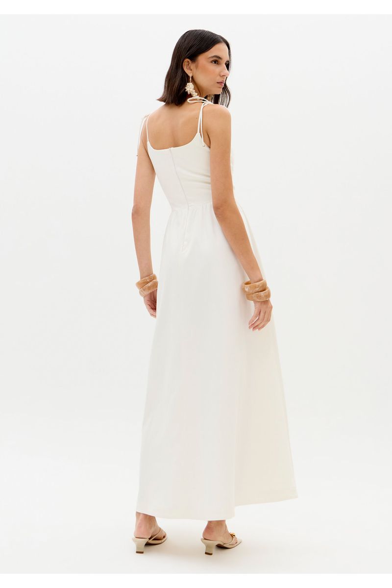 Vestido Super Midi Alças De Amarrar