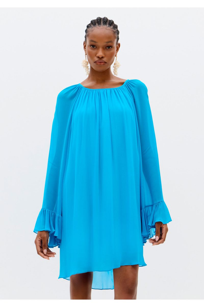 Vestido Curto Amplo Manga Longa