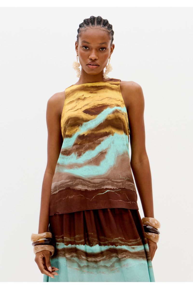 Blusa Sem Mangas Estampada