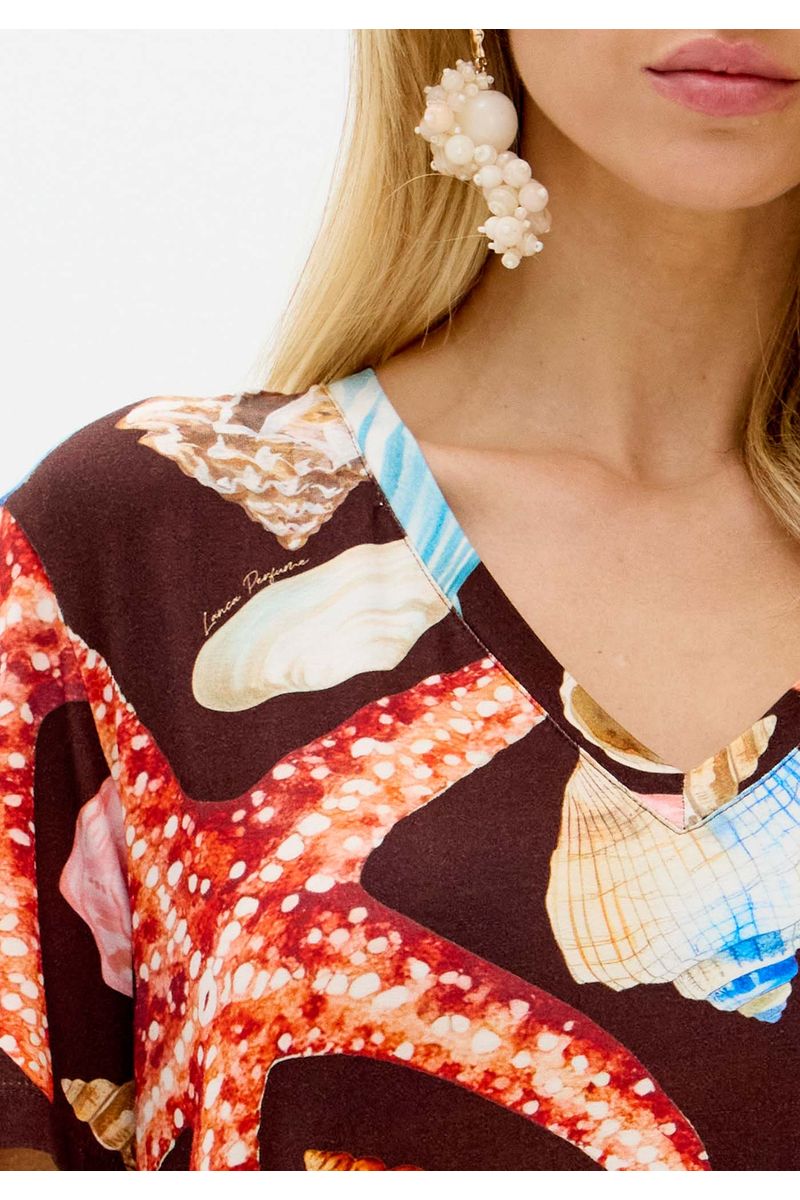 Blusa Decote V Estampada