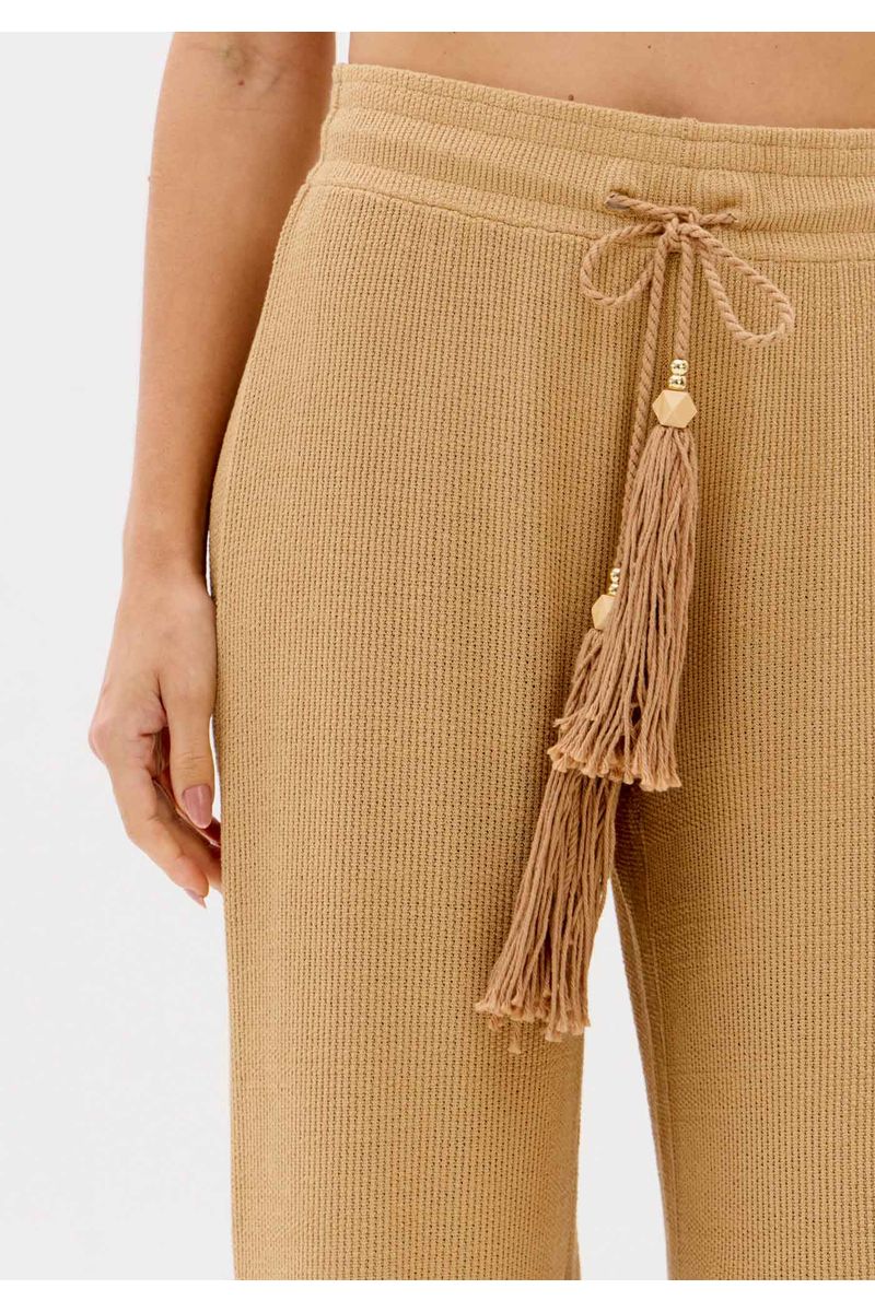Calça Wide Leg Cintura Alta Com Barbicachos