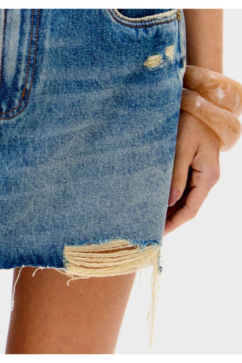 Saia Jeans Comfort De Cintura Alta