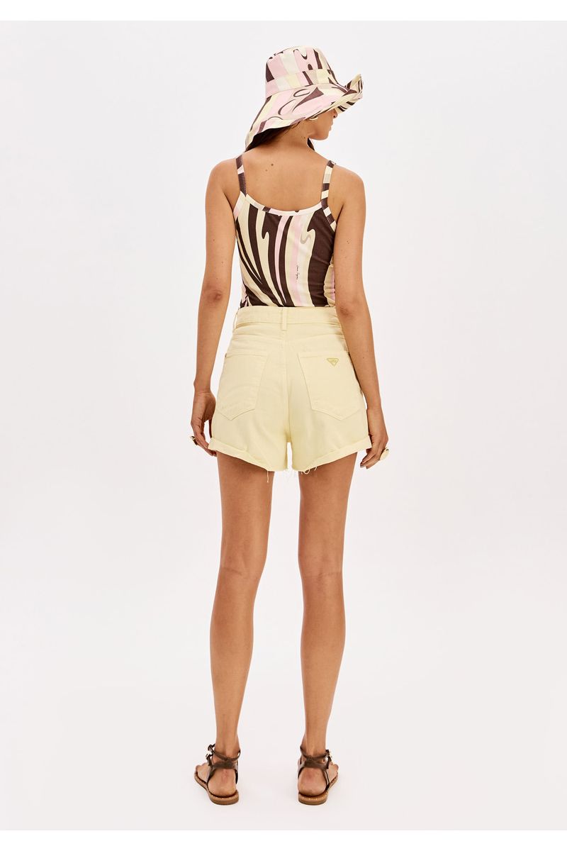 Short Sarja Mom Cintura Super Alta