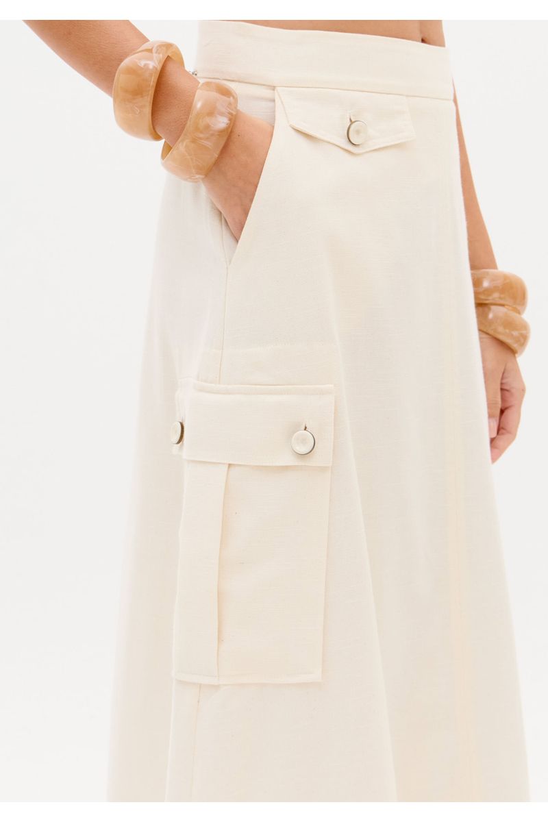Saia Super Midi Com Bolsos