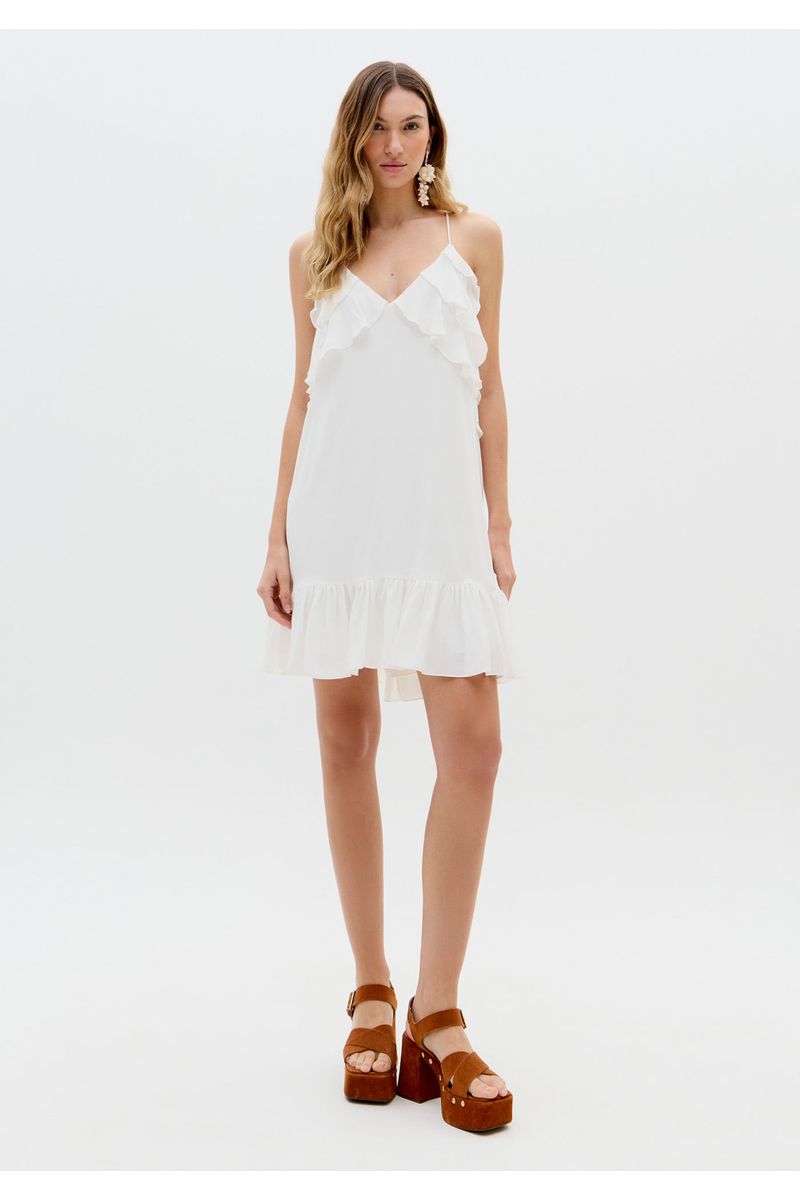 Vestido Curto De Alças Com Babados