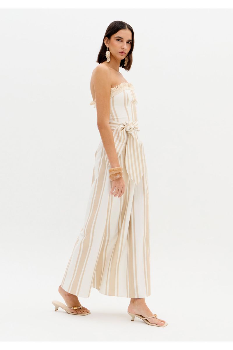 Vestido Longo Sem Alças Com Faixa
