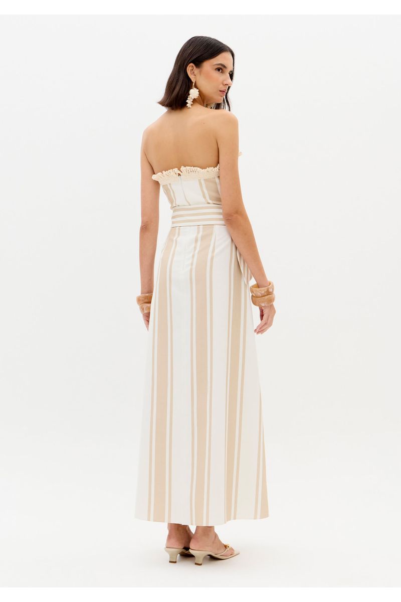 Vestido Longo Sem Alças Com Faixa