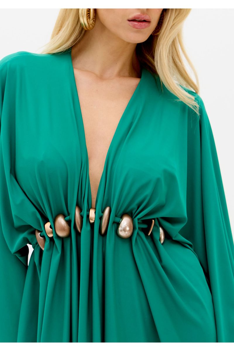 Vestido Curto Manga Longa Decote V