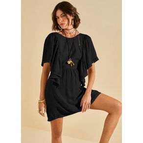 Vestido Morena Rosa Ajustado Decote Careca Manga Curta Curto Preto