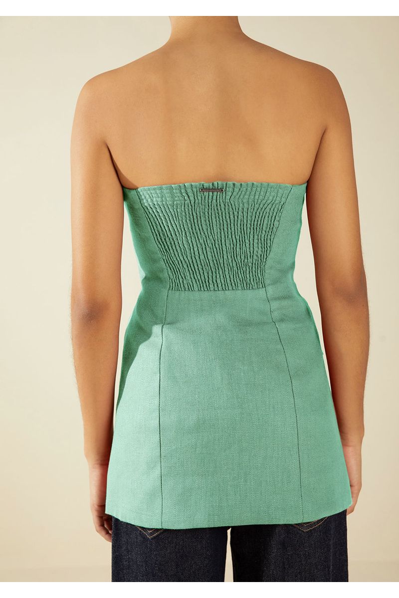 Vestido Morena Rosa Ajustado Decote Reto Sem Manga Curto Verde