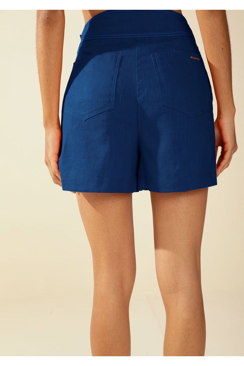 Shorts Morena Rosa Reto Alta Azul Escuro