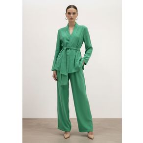 Blazer Solto Manga Longa Padrão Verde