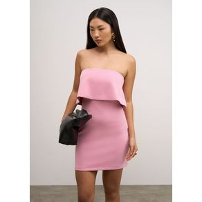 Vestido Iódice Ajustado Decote Reto Sem Manga Curto Rosa