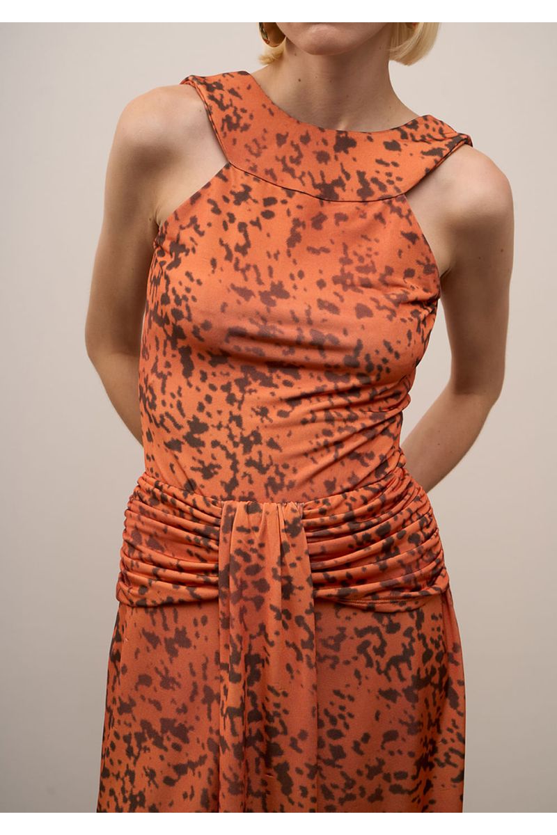 Body Iódice Decote Careca Sem Manga Laranja