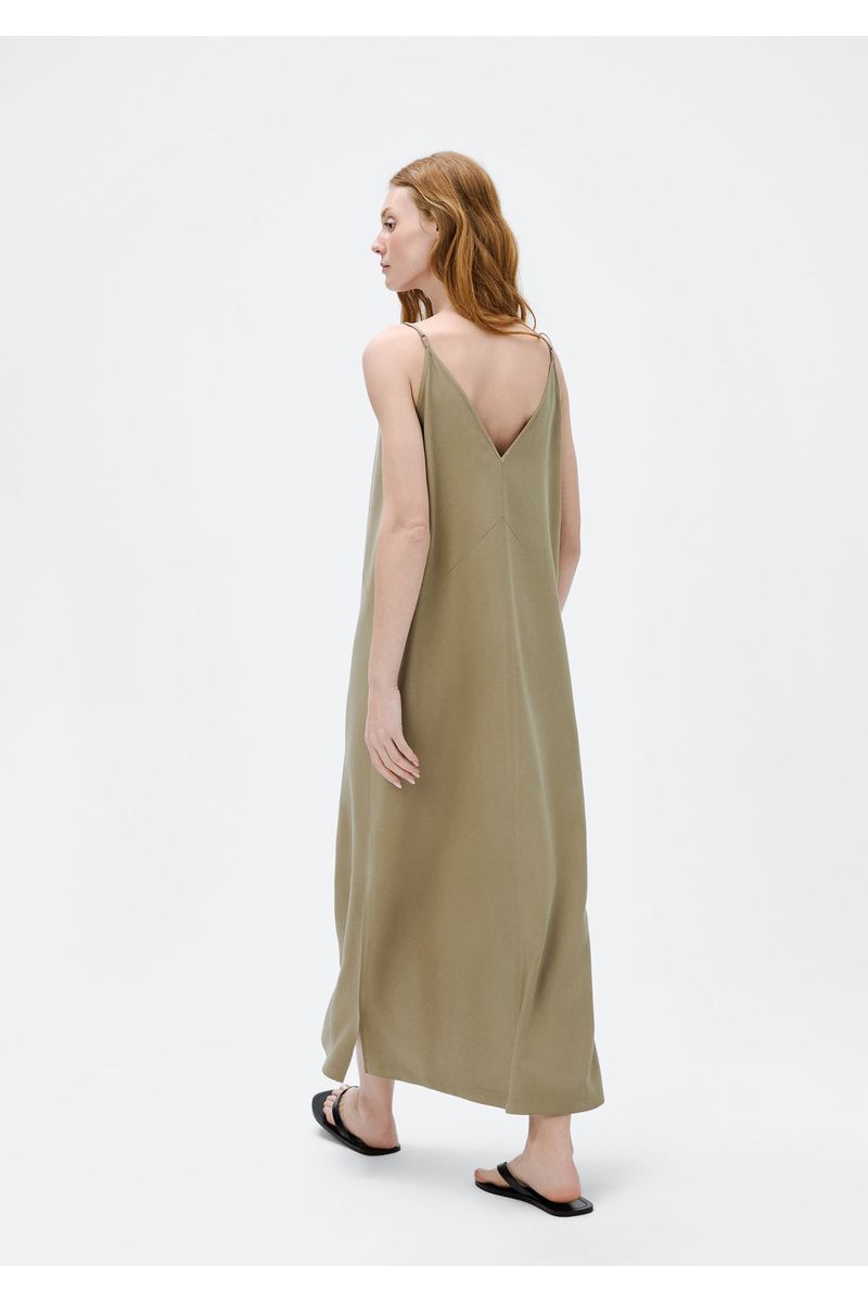 Vestido Midi Em Peach Touch Com Fenda