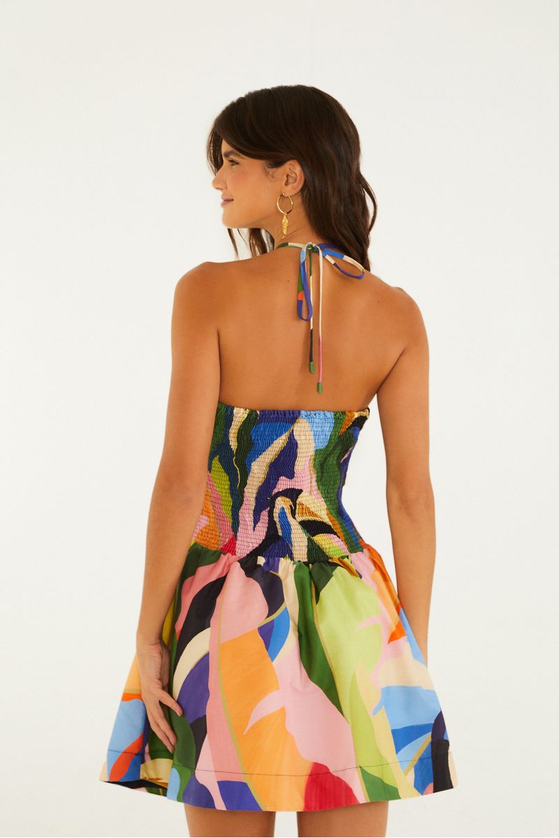 Vestido Curto Estampado Voo Tropical