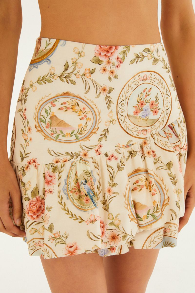 Saia Balonê Estampada Relicário Floral