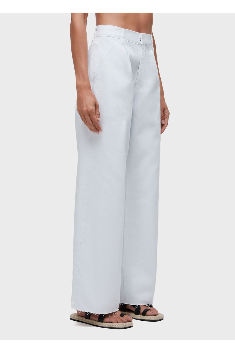 Calça pregas white denim