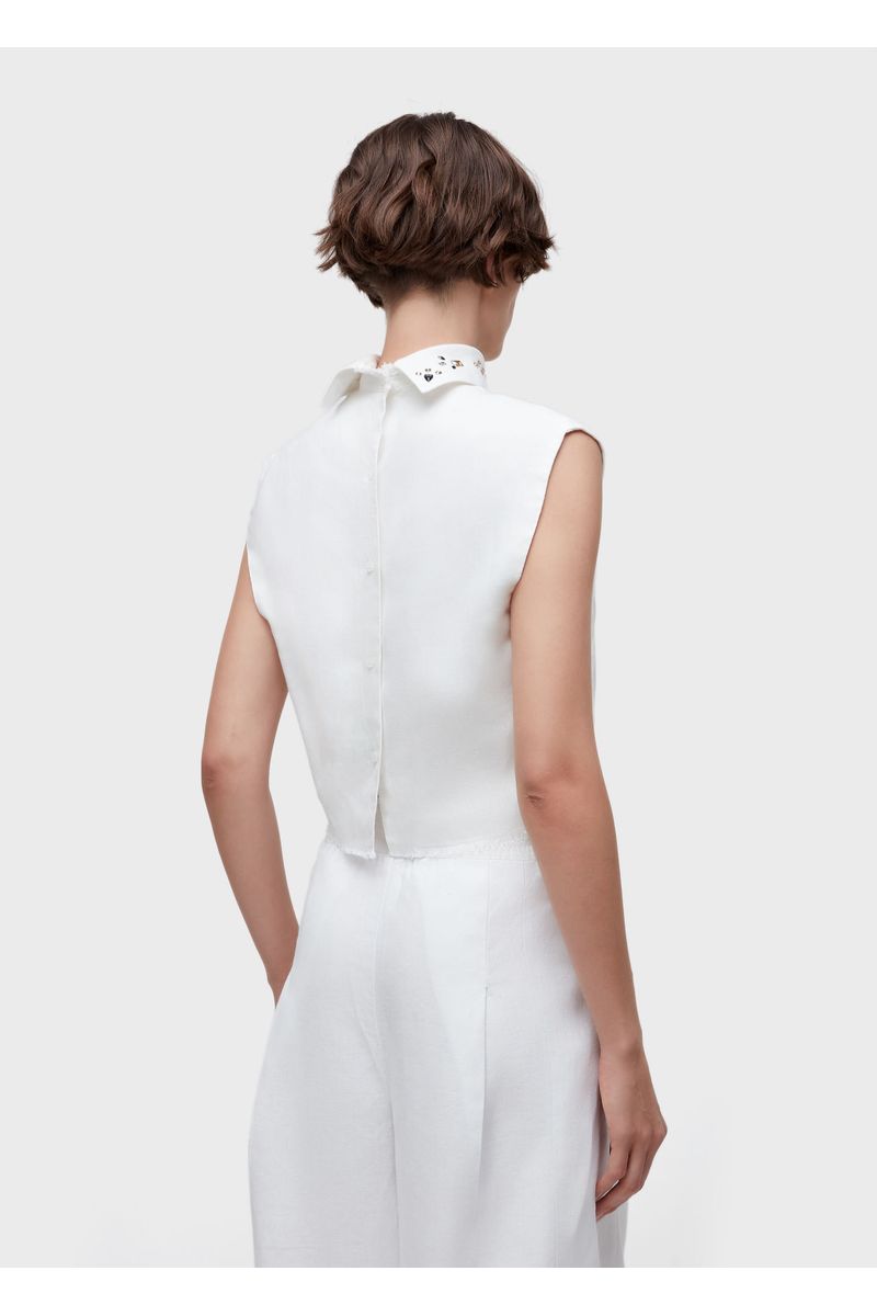 Blusa sleeveless linen cristais