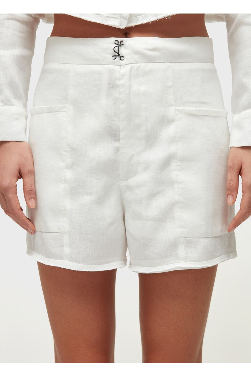 Short desfiado linen