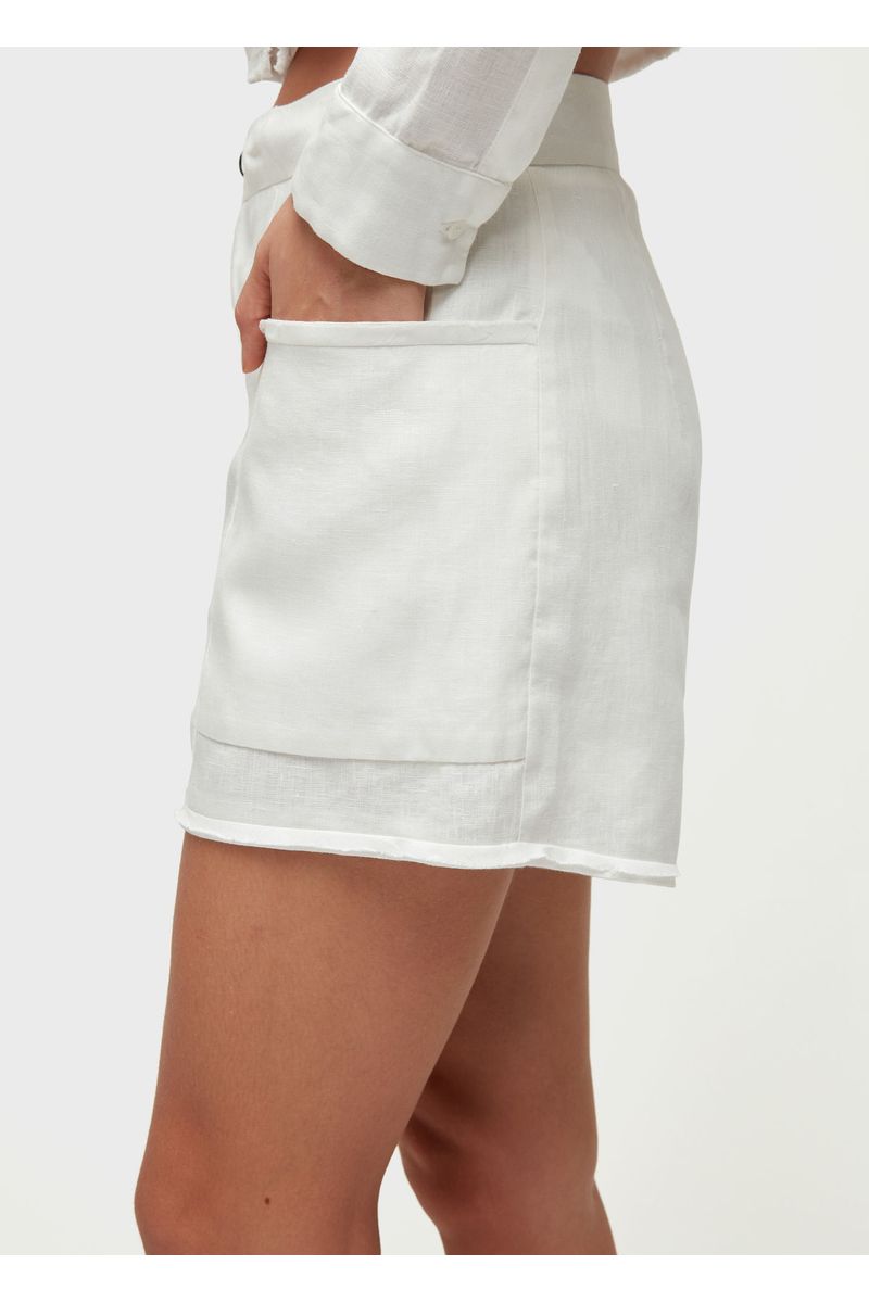 Short desfiado linen
