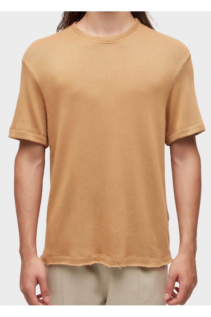 T-shirt over knit rustic