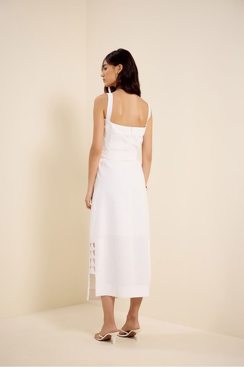 Vestido rami lateral detalhe branco