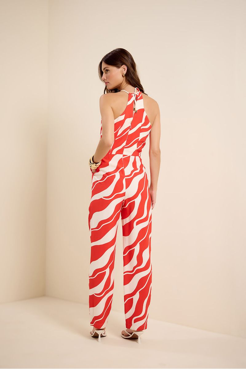Macacão sm pregas litoral vermelho bromélia