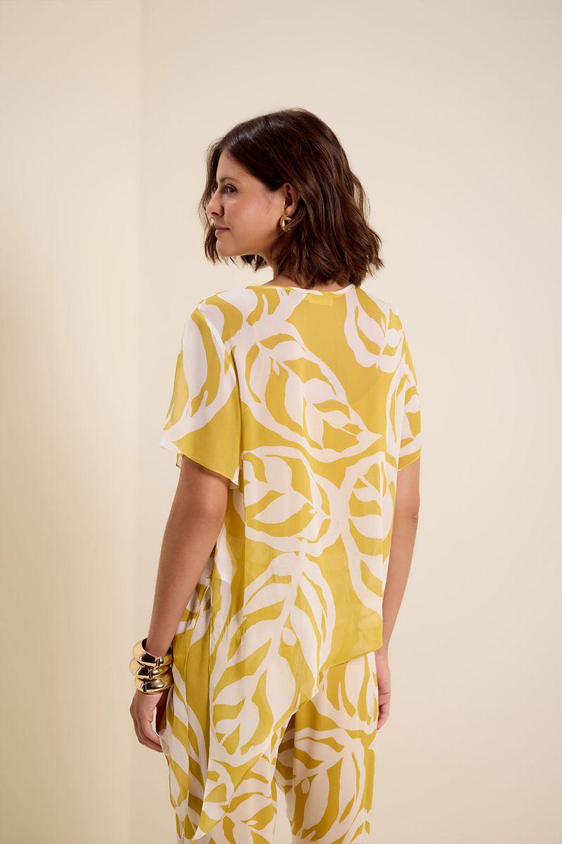 Blusa ggt ponta maranta amarelo banana