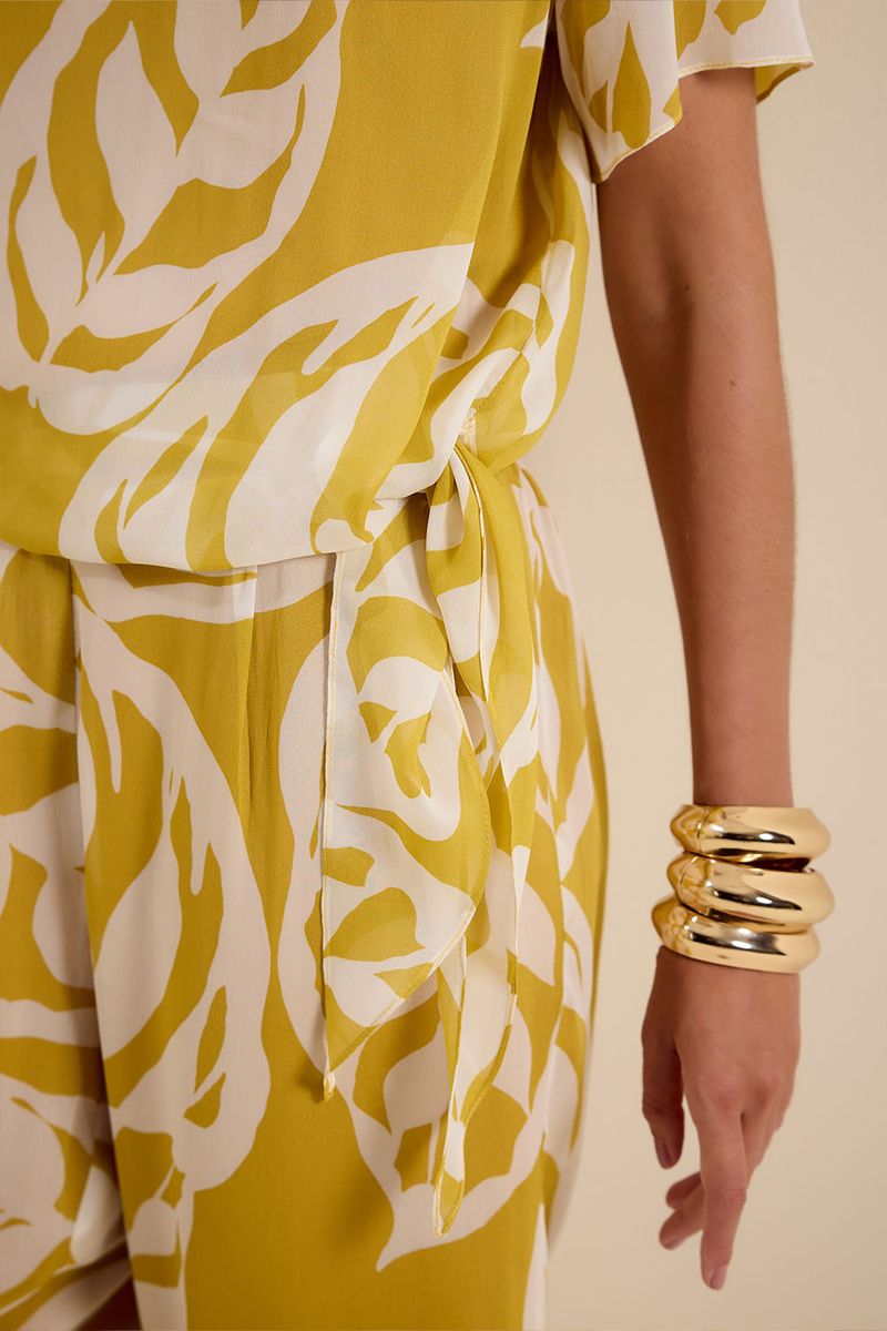Blusa ggt ponta maranta amarelo banana