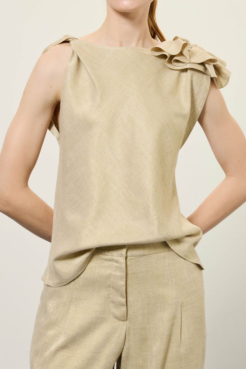 Blusa flora linho gold dourado