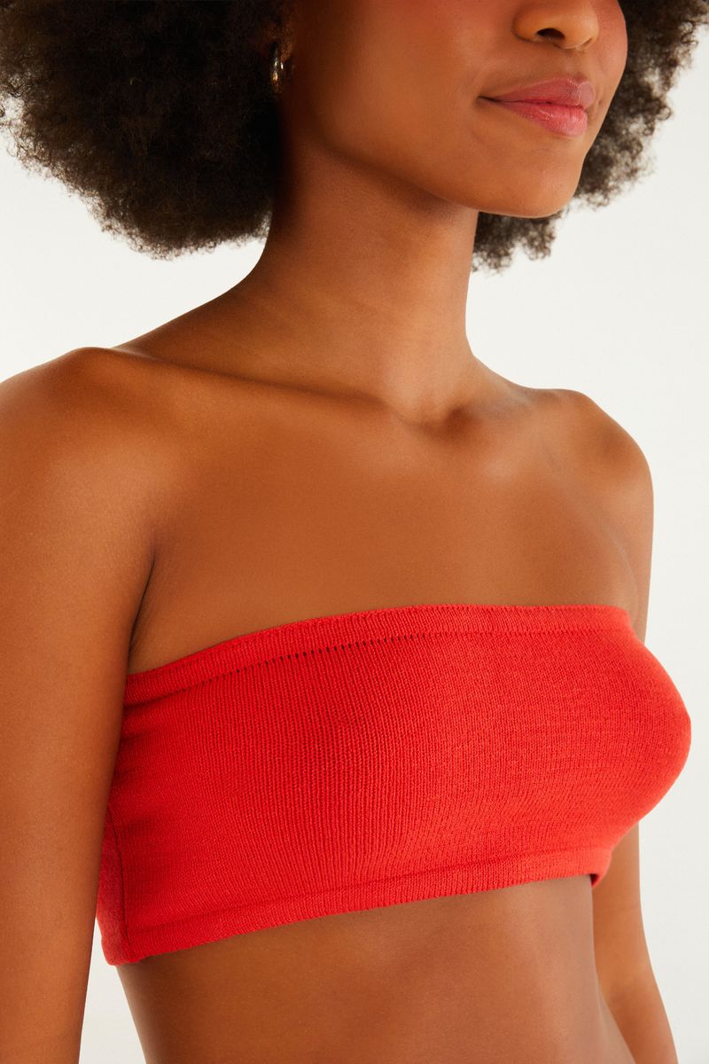 Top Faixa Tricot Tomate