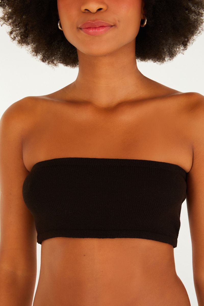 Top Faixa Tricot Preto