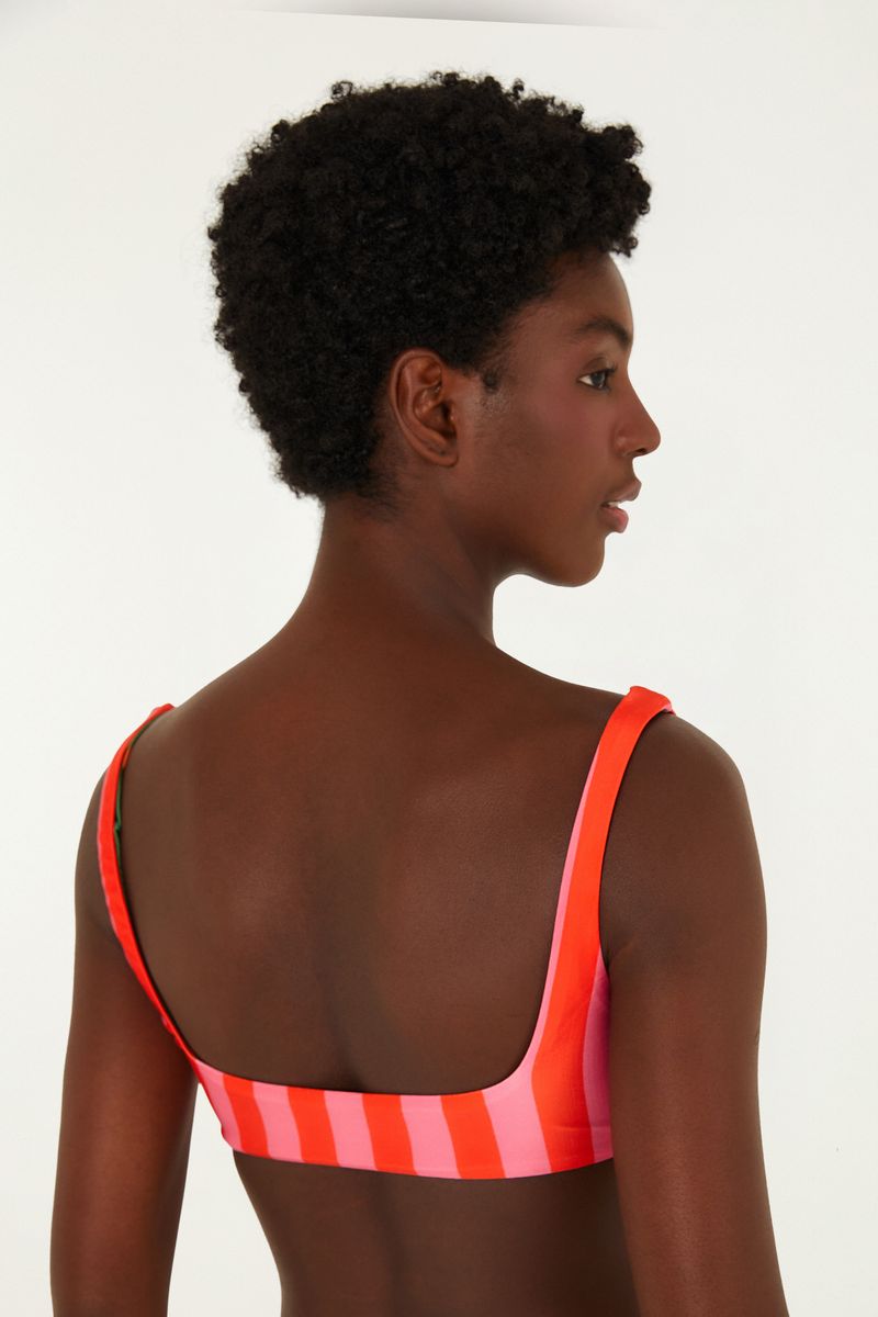 Top Inteiro Double Listra Rosa