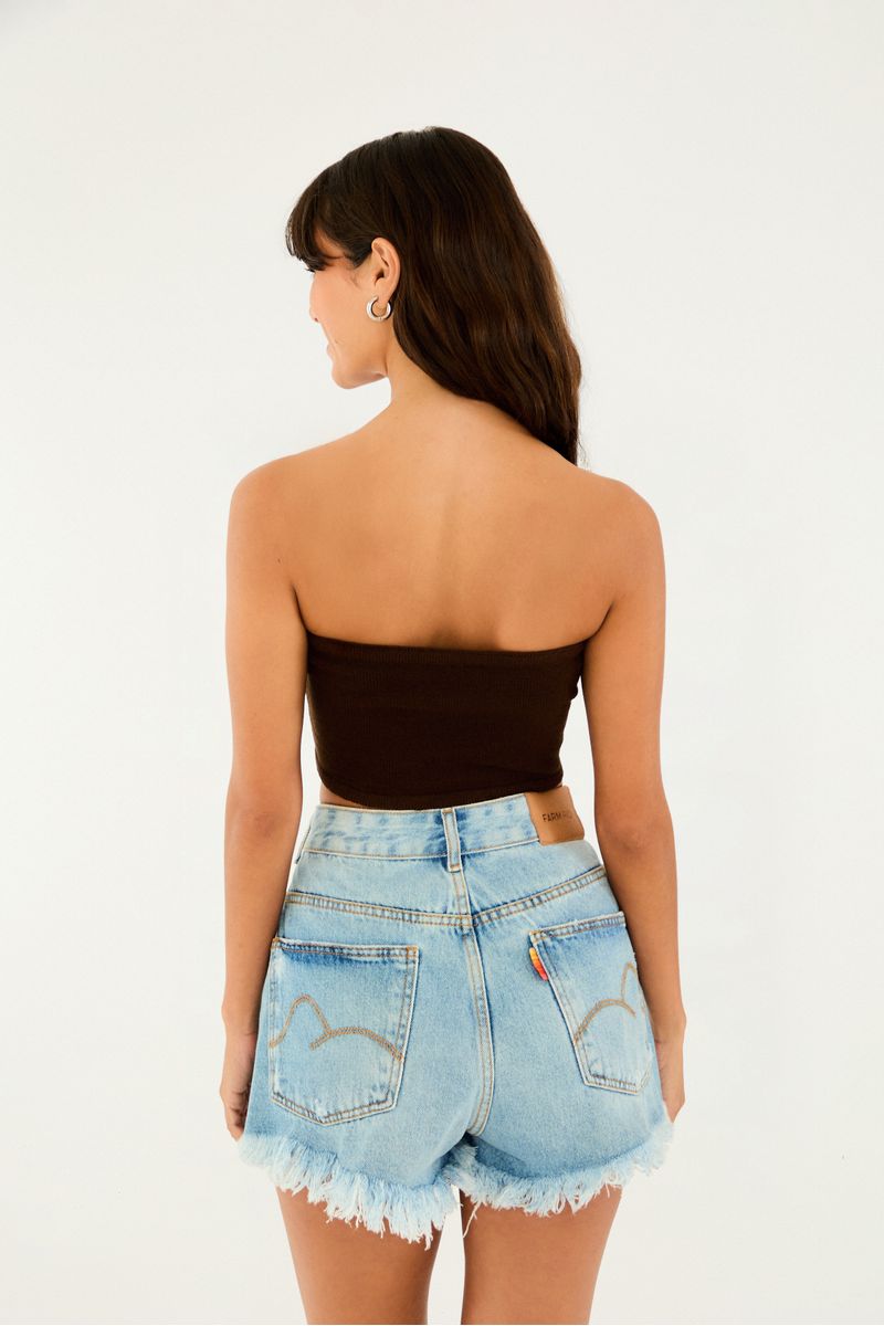 Top Faixa Tricot Marrom