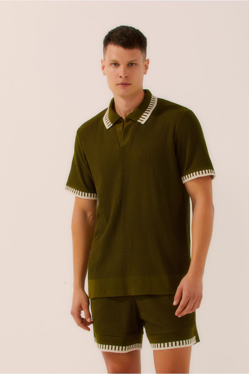Camisa Bata Com Rib Gávea Tricô