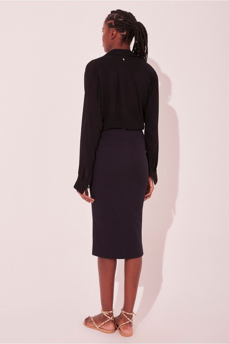 Saia Midi Cordas Preto