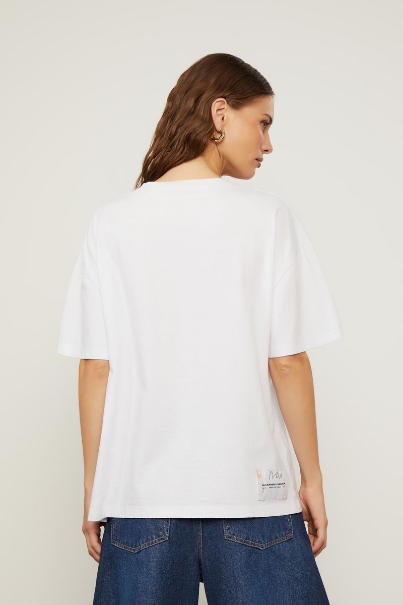 T-Shirt De Malha Off White Silk Furcolin Notas Claras