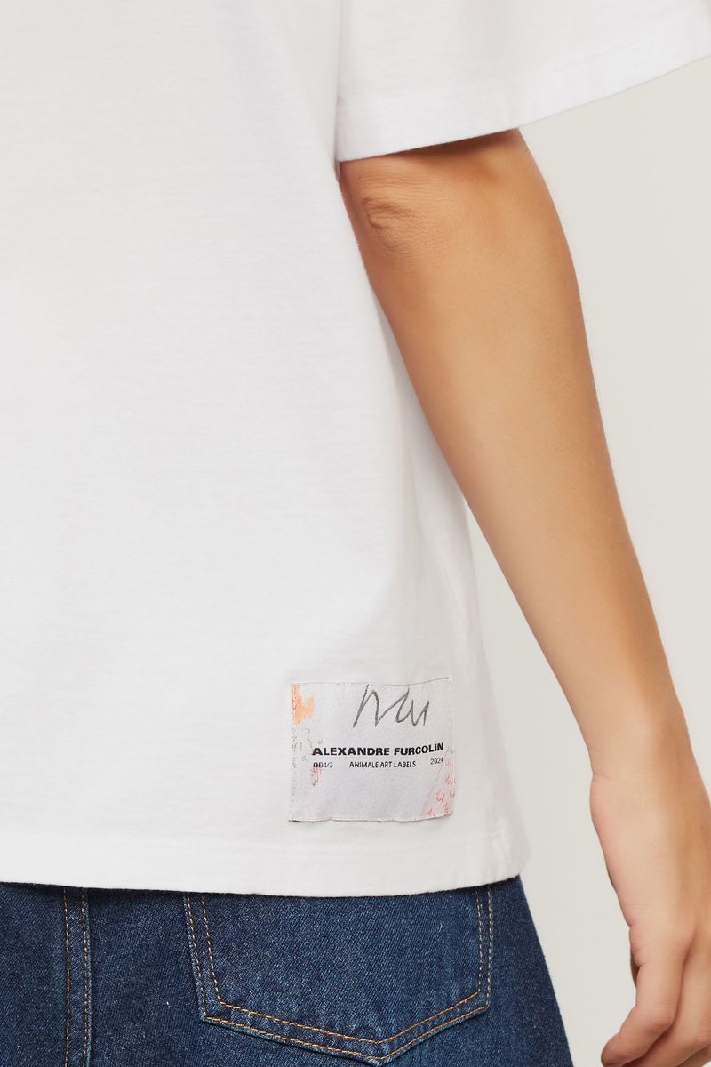 T-Shirt De Malha Off White Silk Furcolin Notas Claras