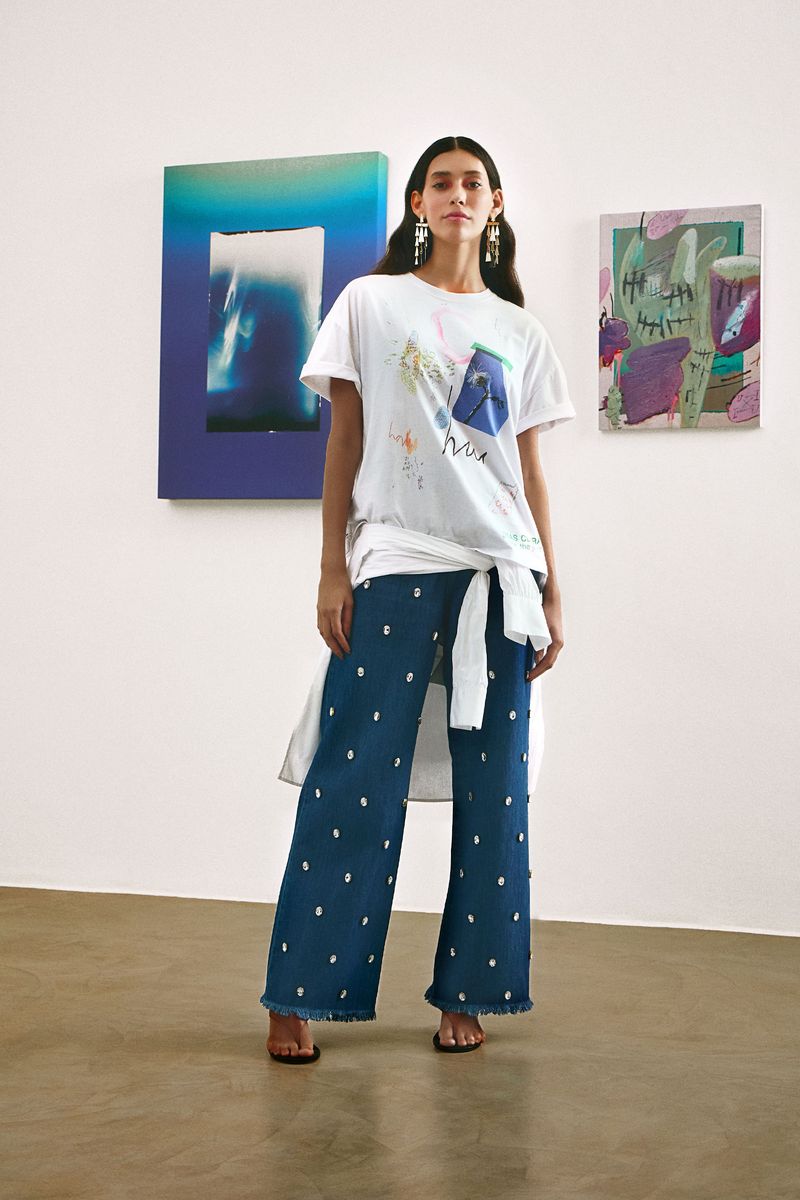 T-Shirt De Malha Off White Silk Furcolin Notas Claras