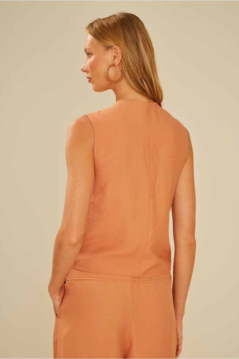 Colete Alfaiataria Botão - Laranja Duna